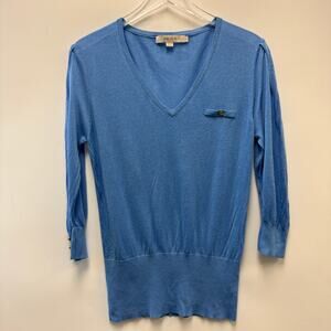 REISS V-Neck Linen Blend Blue Lightweight Sweater Sz Large L